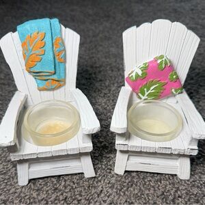 White Adirondack Beach Chair Candle Holders